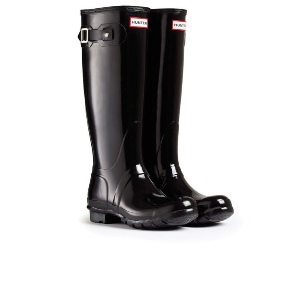 Hunter Women's Tall Gloss Rain Boots: Black